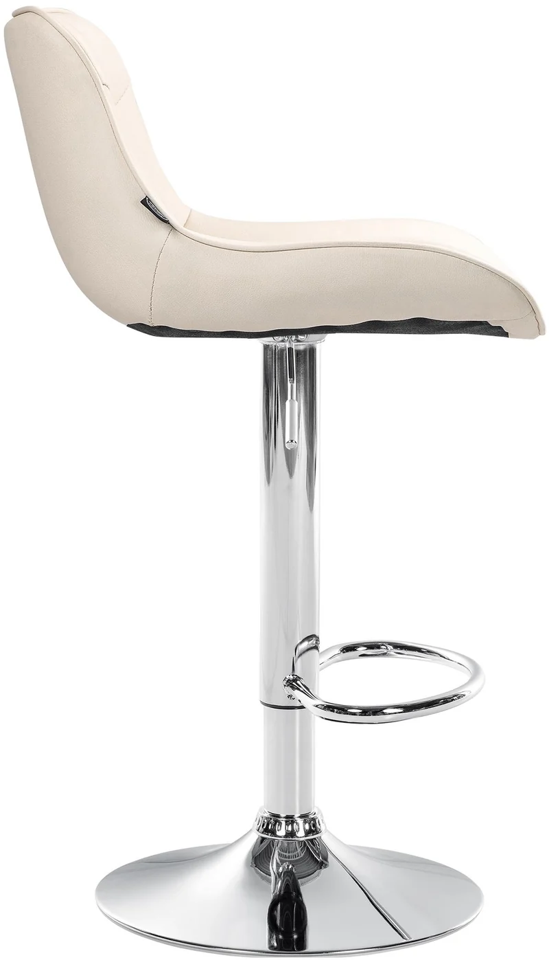 Lot de 2 tabourets de bar x1 avec coutures décoratives en PVC crème pied en trompette métal chromé 10_0004449
