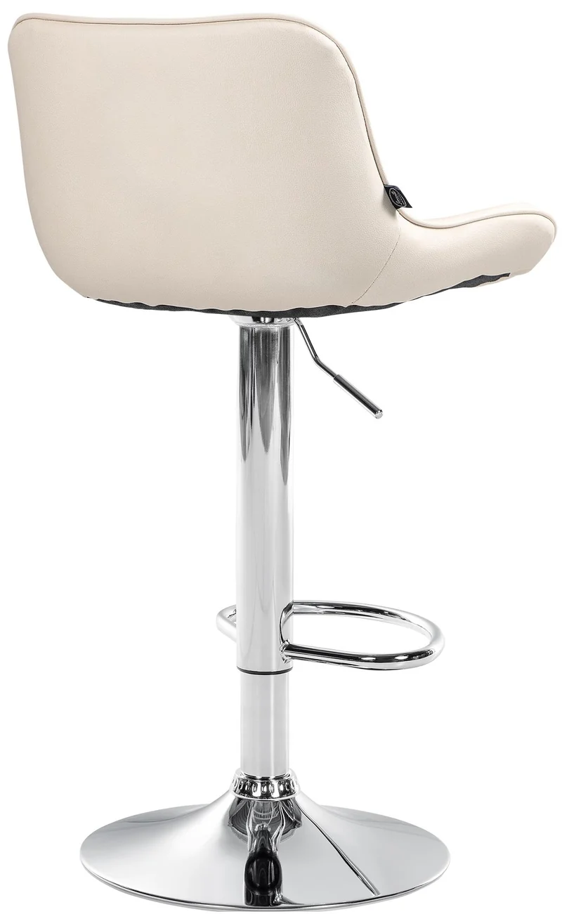 Lot de 2 tabourets de bar x1 avec coutures décoratives en PVC crème pied en trompette métal chromé 10_0004449