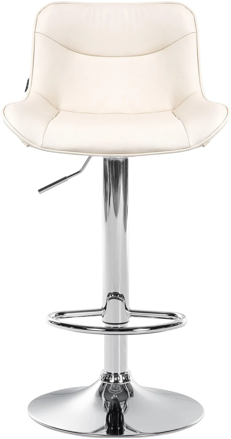 Lot de 2 tabourets de bar x1 avec coutures décoratives en PVC crème pied en trompette métal chromé 10_0004449