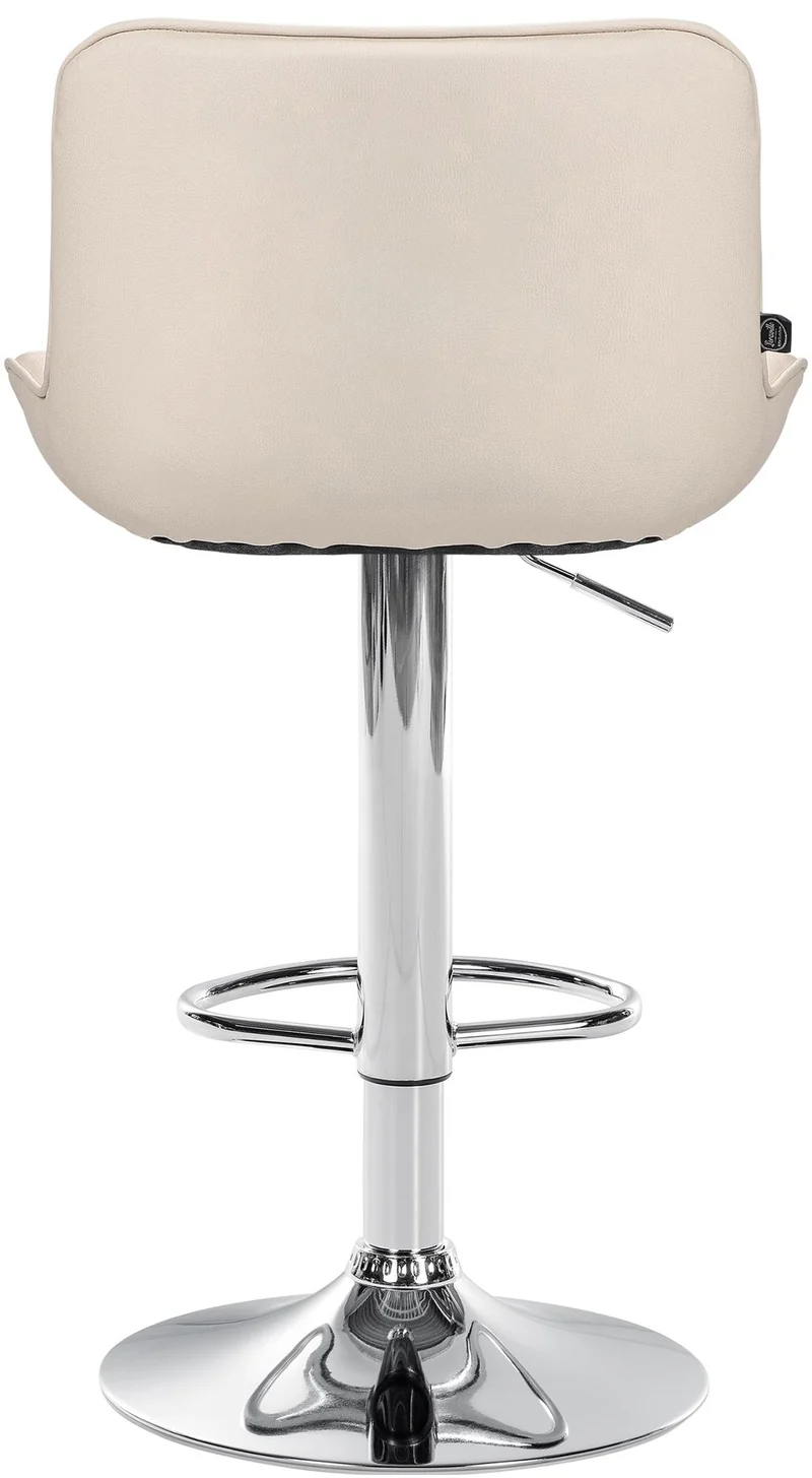 Lot de 2 tabourets de bar x1 avec coutures décoratives en PVC crème pied en trompette métal chromé 10_0004449