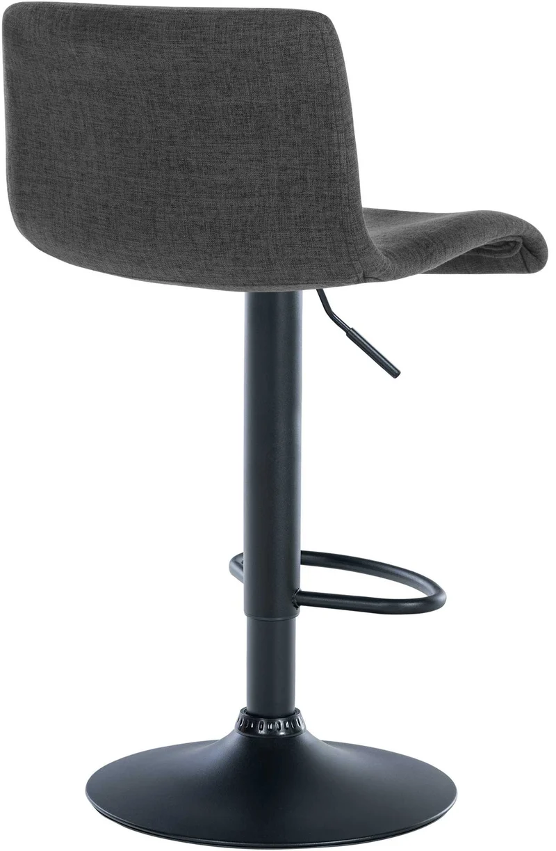 Tabouret de bar x1 design simple avec repose-pieds en tissu gris foncé pieds en métal noir 10_0004557