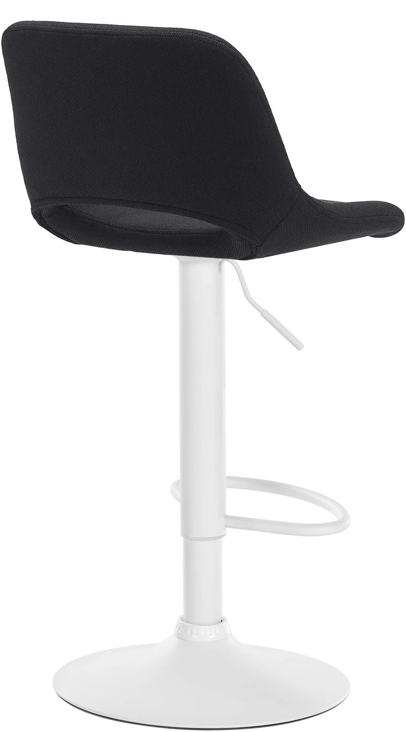 Tabouret de bar chaise haute x1 avec repose-pieds en tissu noir piètement métallique blanc 10_0004619