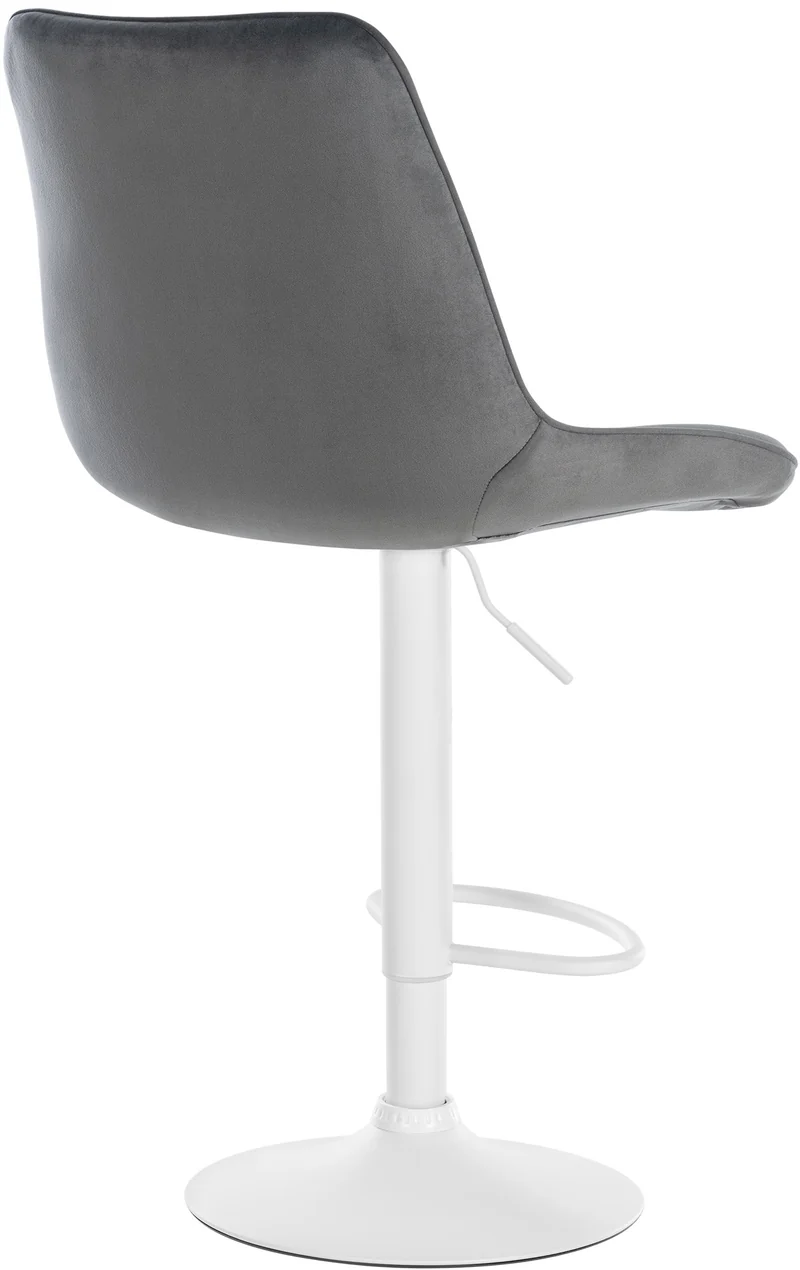Lot de 2 tabourets de bar réglable en hauteur pivotant à 360° assise en velours gris couture verticale pied métal blanc 10_0006729