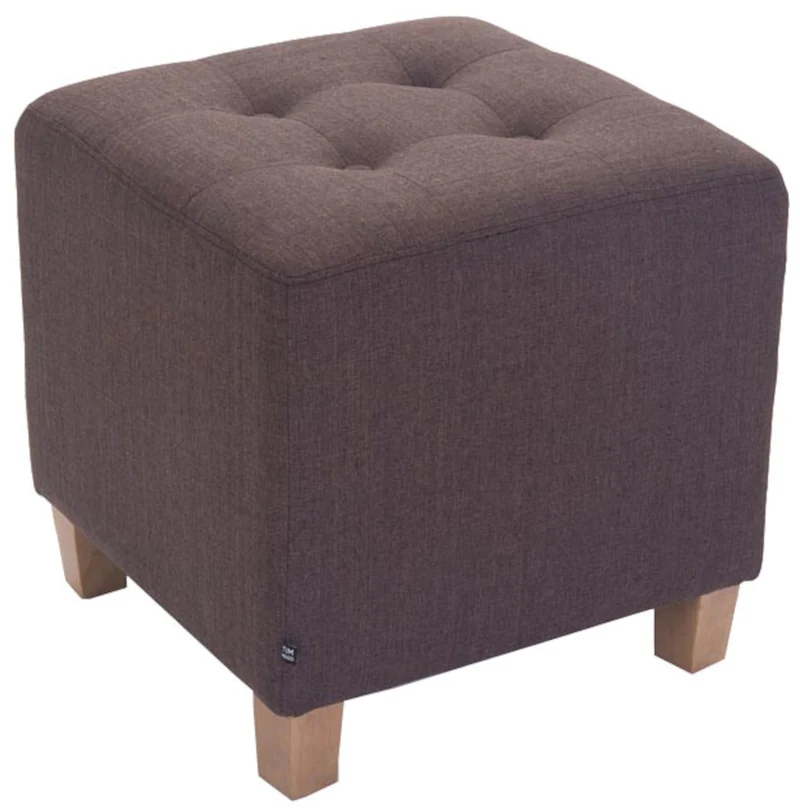 Lot de 2 tabourets bas pouf repose-pieds forme carrée en tissu marron 10_0004471