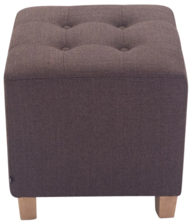 Lot de 2 tabourets bas pouf repose-pieds forme carrée en tissu marron 10_0004471