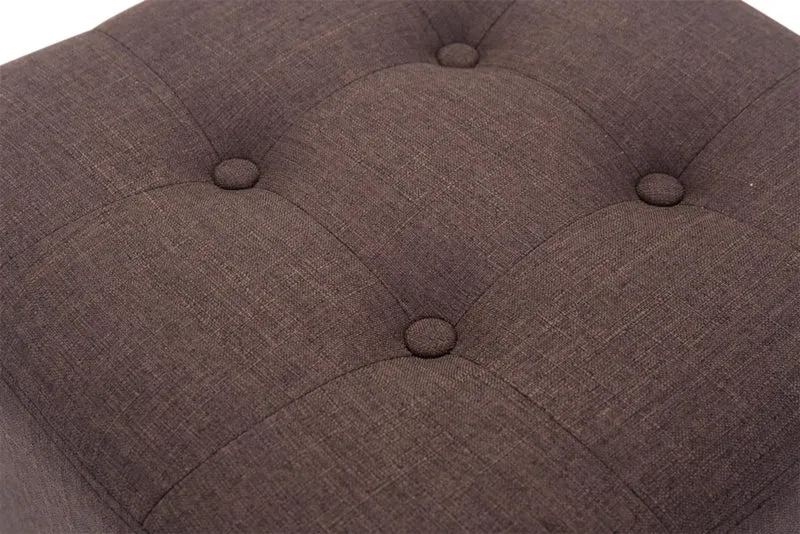 Lot de 2 tabourets bas pouf repose-pieds forme carrée en tissu marron 10_0004471
