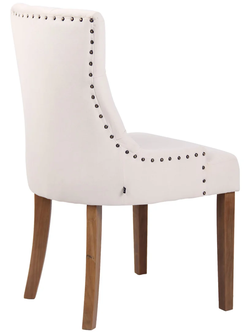 Chaise de salle à manger x1 design antique capitonné en velours crème avec 4 pieds en bois clair 10_0001943