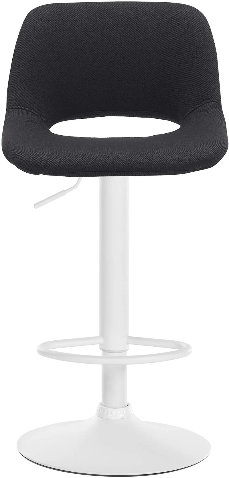 Tabourets de bar chaises haute x2 avec repose-pieds en tissu noir piètement métallique blanc 10_0004101