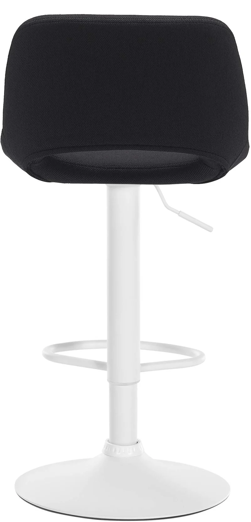 Tabourets de bar chaises haute x2 avec repose-pieds en tissu noir piètement métallique blanc 10_0004101