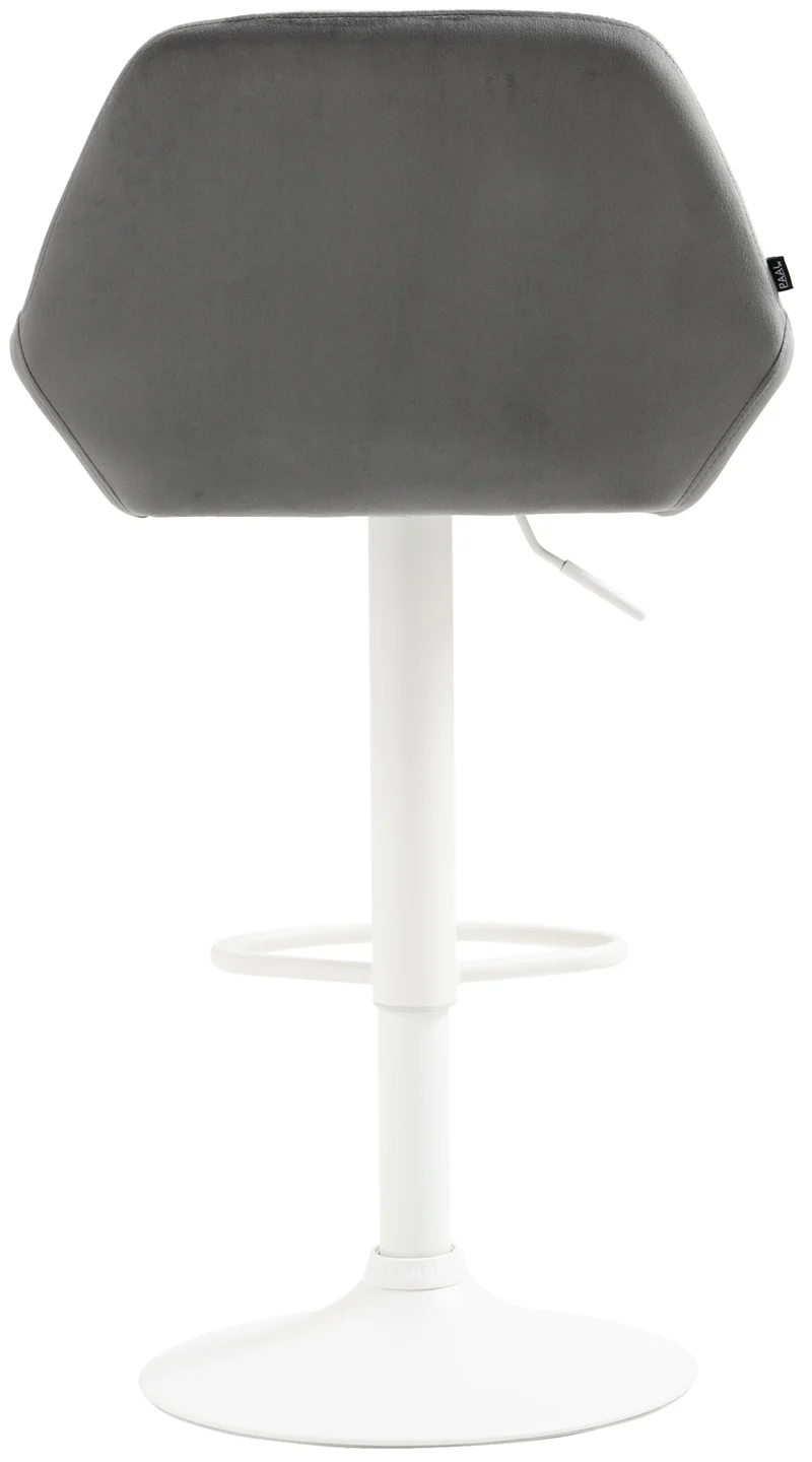 Lot de 2 tabourets de bar repose-pieds en forme d'arc en métal blanc assise en velours gris 10_0004037