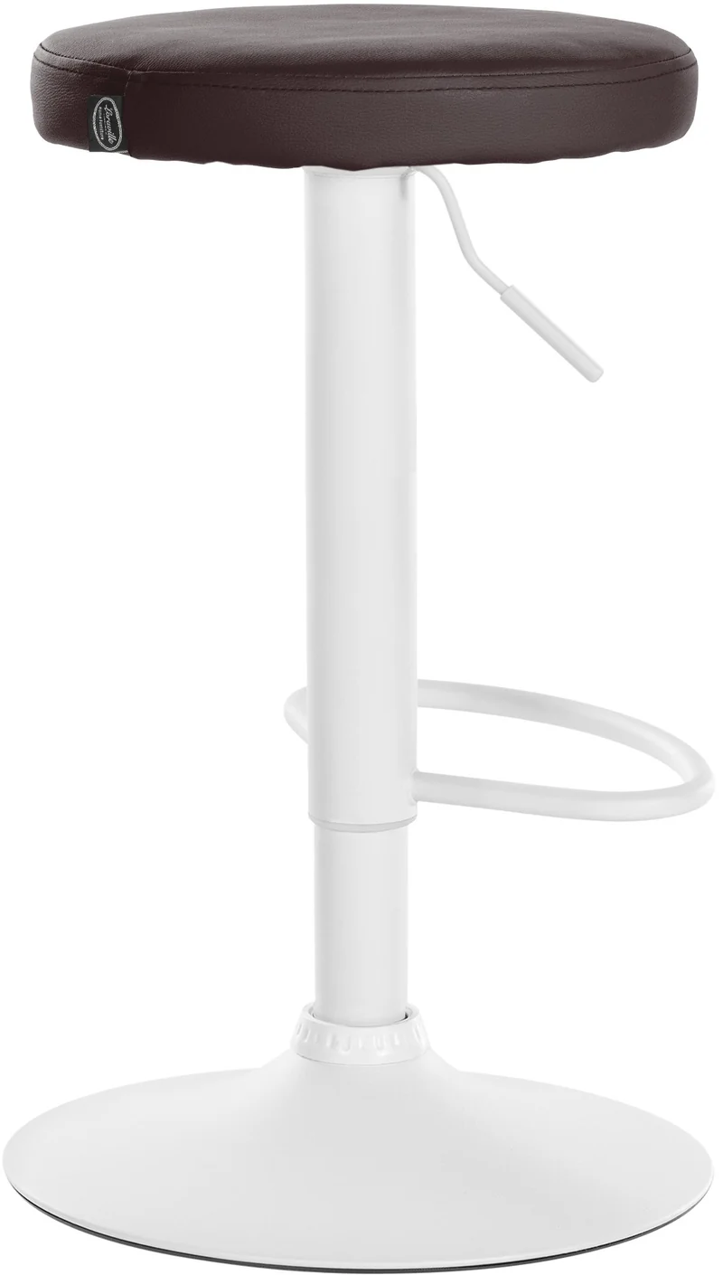 Lot de 2 tabourets de bar design simple avec assise en synthétique marron et cadre métal blanc TDB10678
