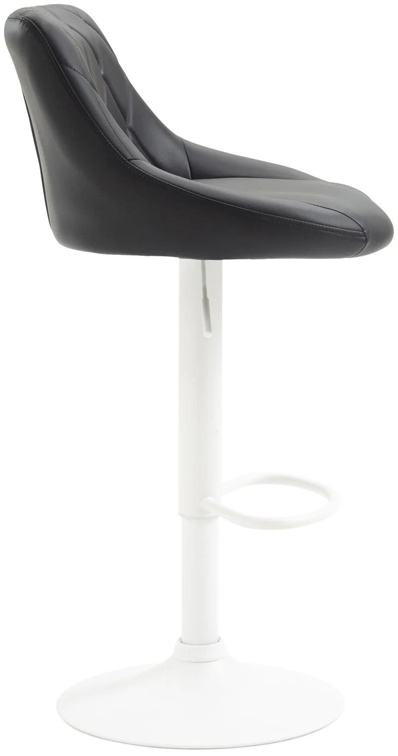 Tabouret de bar en synthétique noir pivotant avec repose-pieds métal blanc coutures décoratives TDB10596