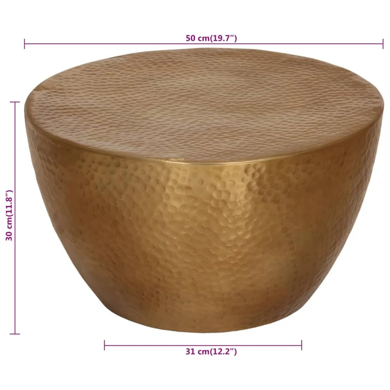 Table d’appoint ronde forme bol – aluminium martelé finition laiton Ø 50 x 30 cm DEC039516