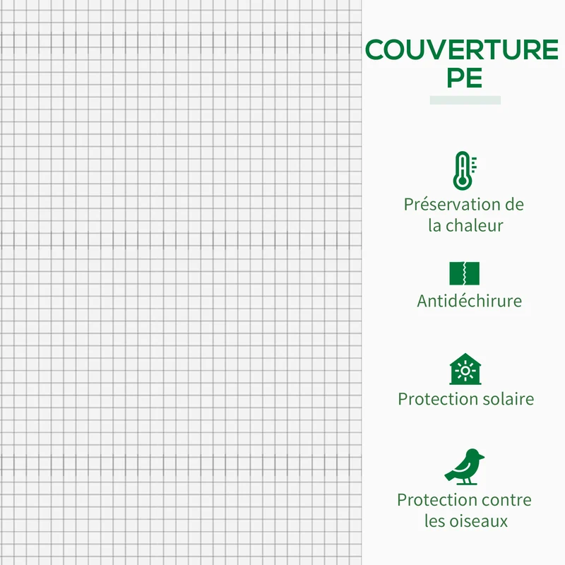 Serre de jardin 200 x 76 x 168 cm 2 fenêtres avec moustiquaires protection contre le froid moderne en polyéthylène blanc 21_0004069
