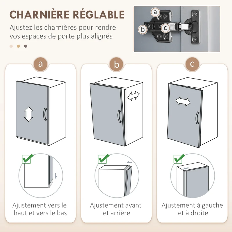 Armoire de cuisine 60 x 30 x 170,5 cm 6 étagères ajustables portes encastrées moderne en panneau de particules gris 21_0002351