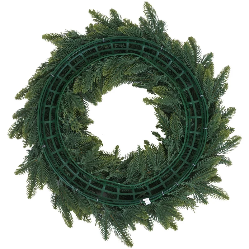 Couronne décorative artificielle de Noël 60 cm avec 4 supports pour bougies sapin vert polyéthylène 04_0009148