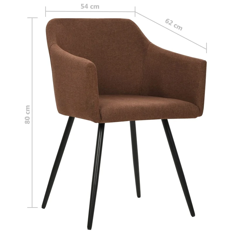 Lot de 2 chaises de salle à manger cuisine design moderne tissu marron CDS020776