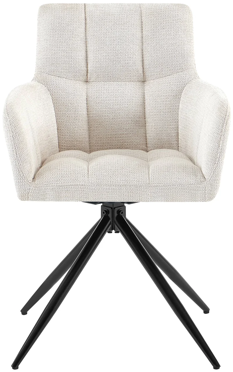 Chaise de salle à manger x1 moderne et confort mécanisme de rotation à 180° en tissu crème et métal 10_0007706