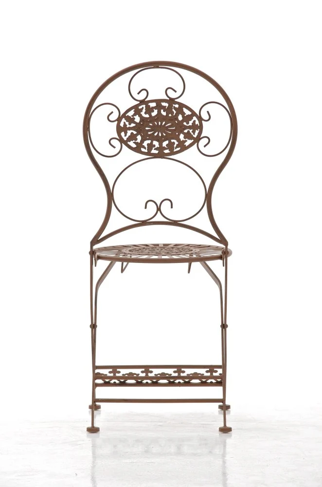 Chaise de jardin balcon terrasse pliable en métal marron vieilli 10_0003012