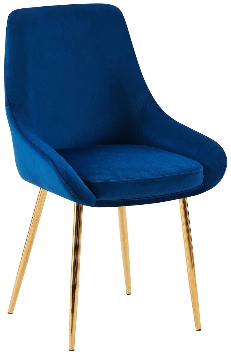 Lot de 2 chaises de salle à manger élégance confort design moderne en velours bleu structure métallique doré 10_0007527