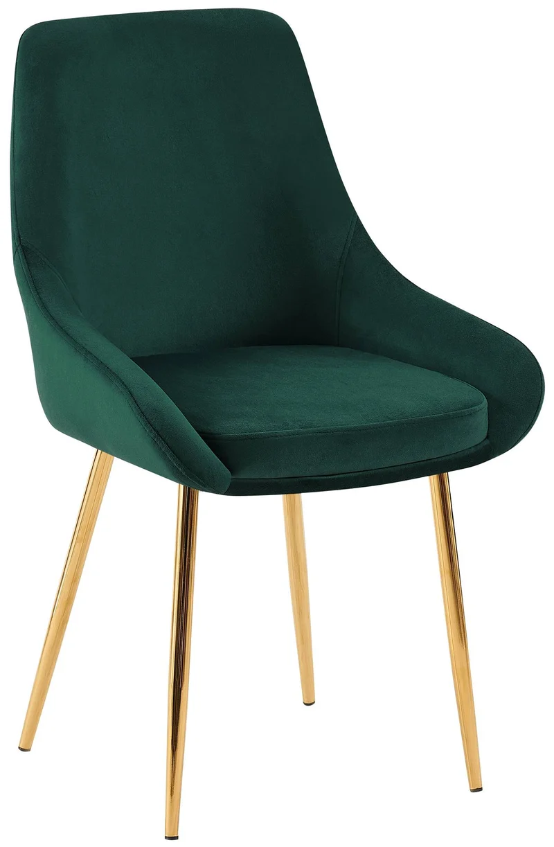 Lot de 2 chaises de salle à manger élégance confort design moderne en velours vert structure métallique doré 10_0007435