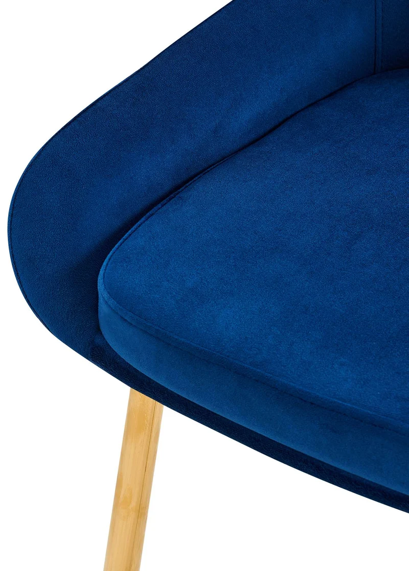 Chaise de salle à manger élégance confort design moderne en velours bleu foncé structure métallique doré 10_0007144