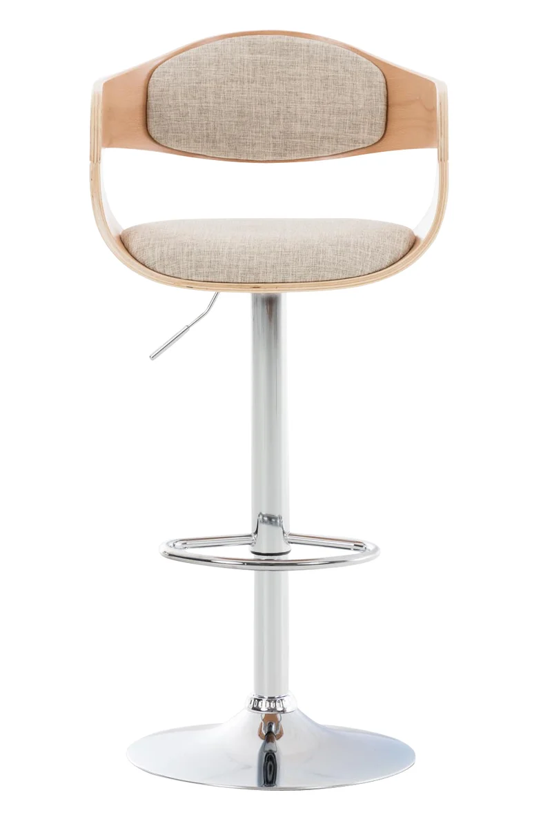 Lot de 2 tabourets de bar design scandinave en tissu crème et structure en bois clair 10_0004255