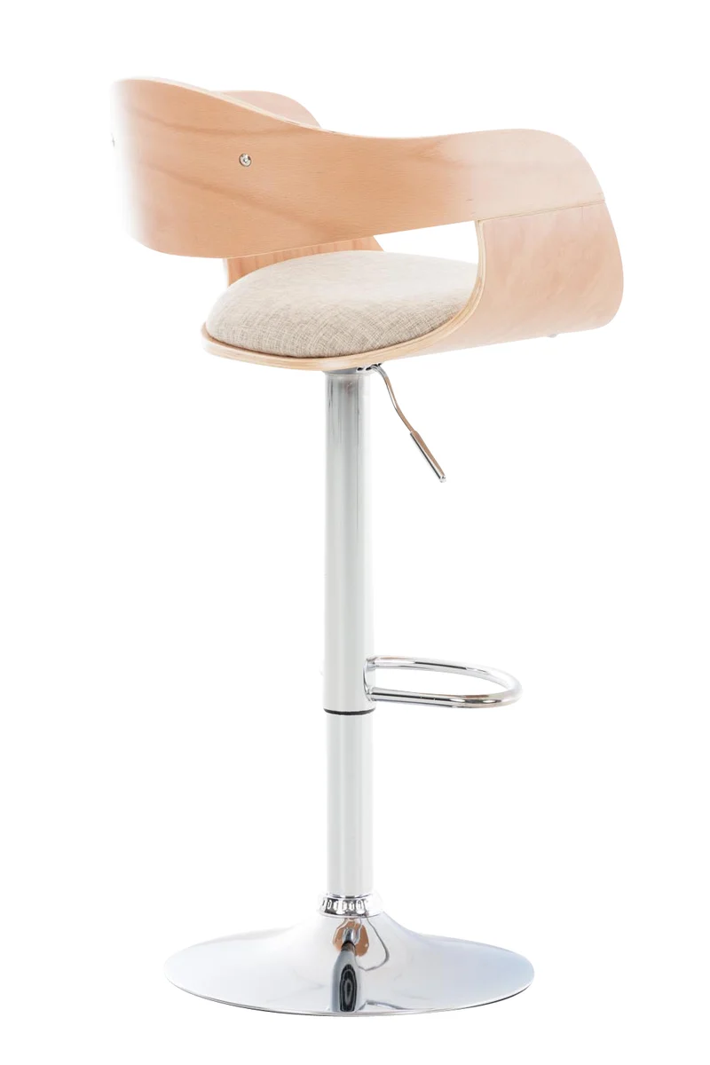 Lot de 2 tabourets de bar design scandinave en tissu crème et structure en bois clair 10_0004255