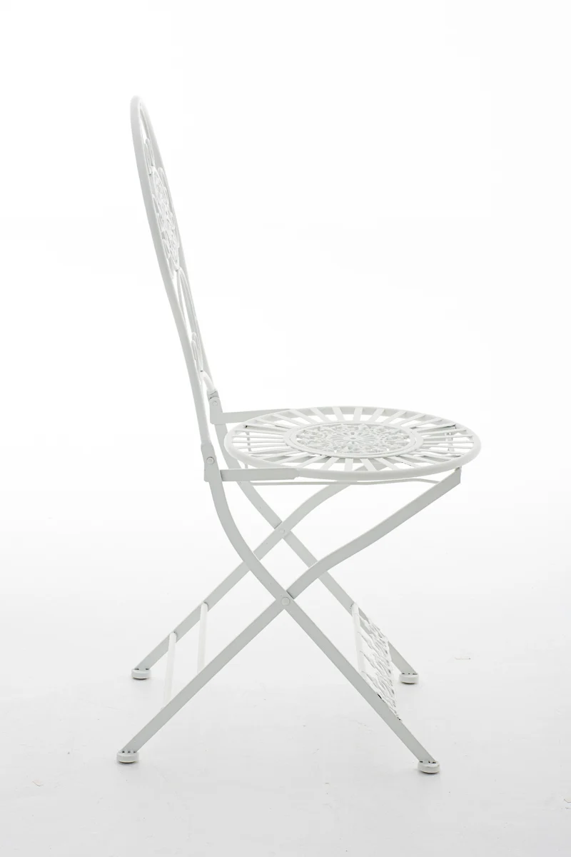 Chaise de jardin balcon terrasse design rustique pliable en métal blanc 10_0004000