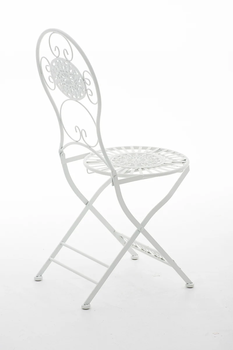 Chaise de jardin balcon terrasse design rustique pliable en métal blanc 10_0004000