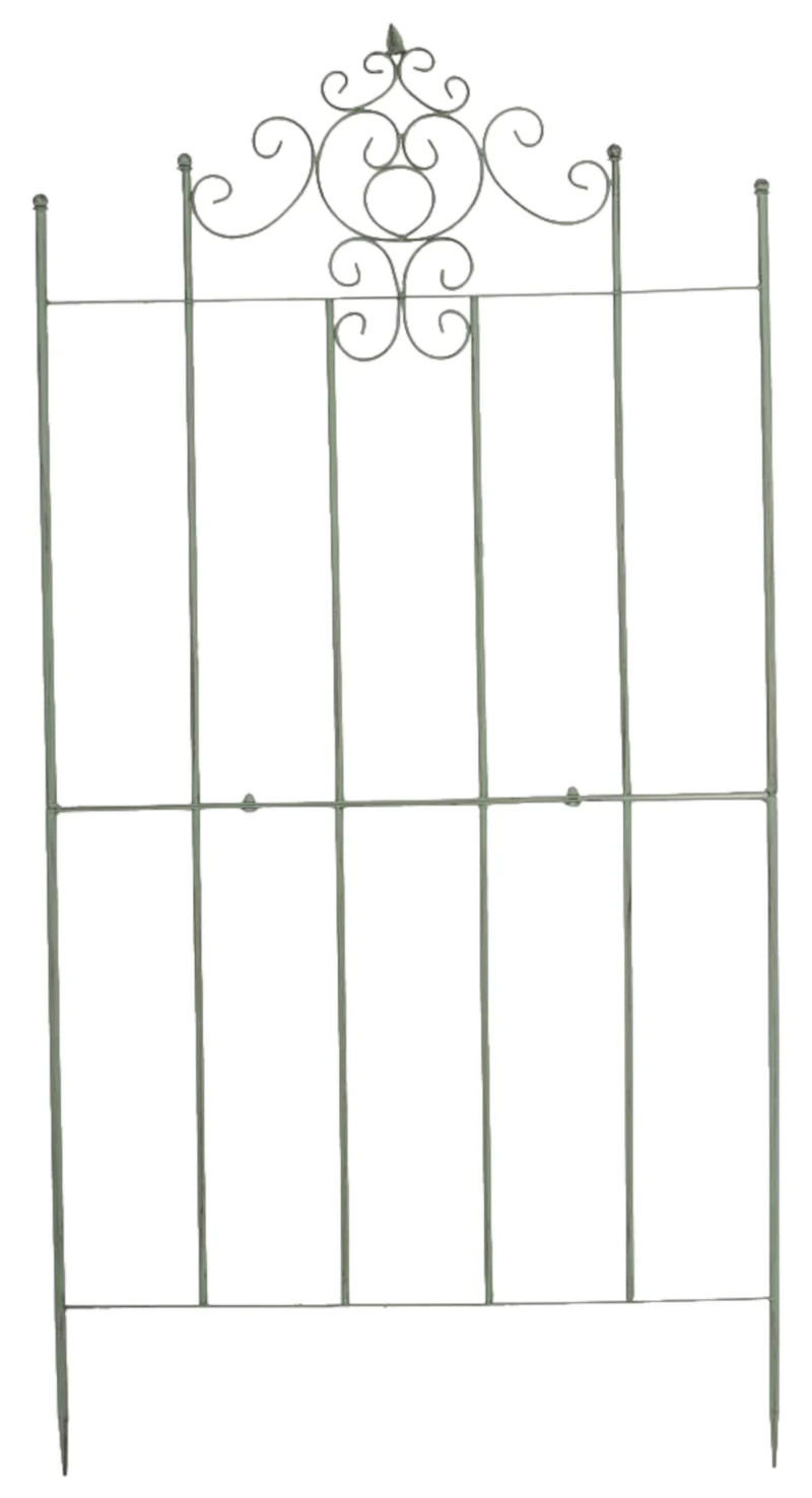 Lot de 2 treillis support pour plantes grimpantes métal vert vieilli 10_0003846