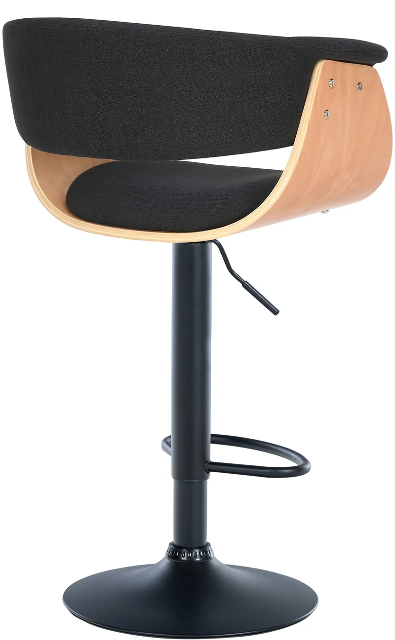 Lot de 2 tabourets de bar chic et confortable en bois clair tissu et métal noir TDB10720
