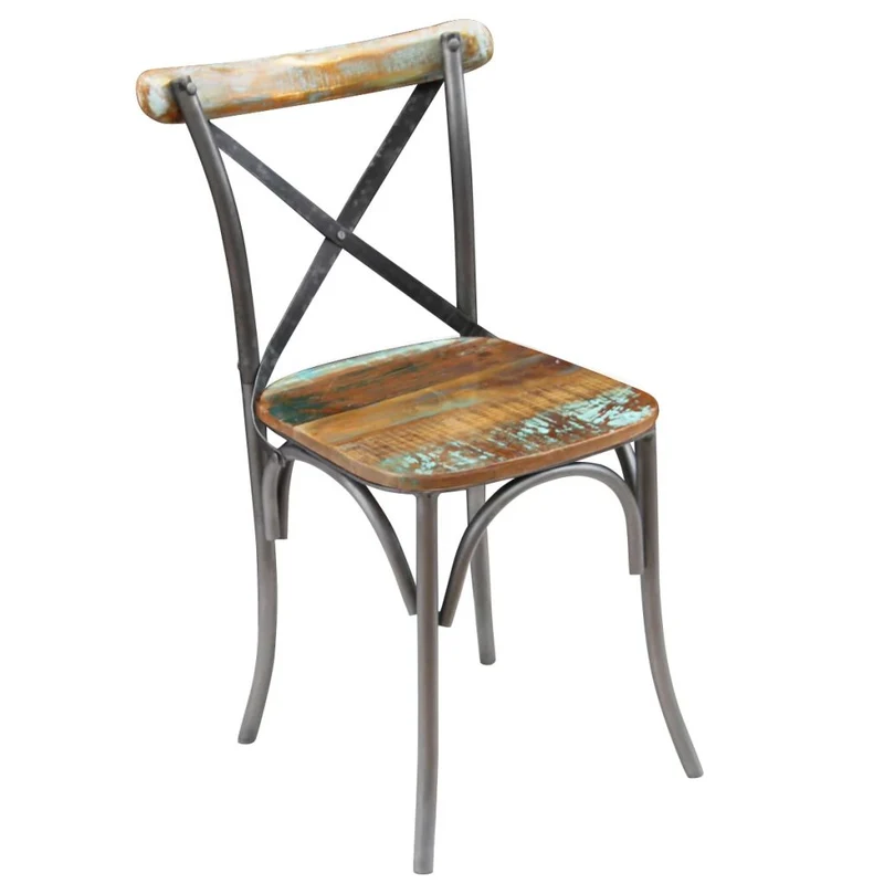 Lot de 4 chaises de salle à manger cuisine design industriel bois de récupération solide CDS021330