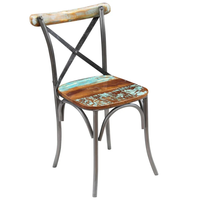 Lot de 4 chaises de salle à manger cuisine design industriel bois de récupération solide CDS021330