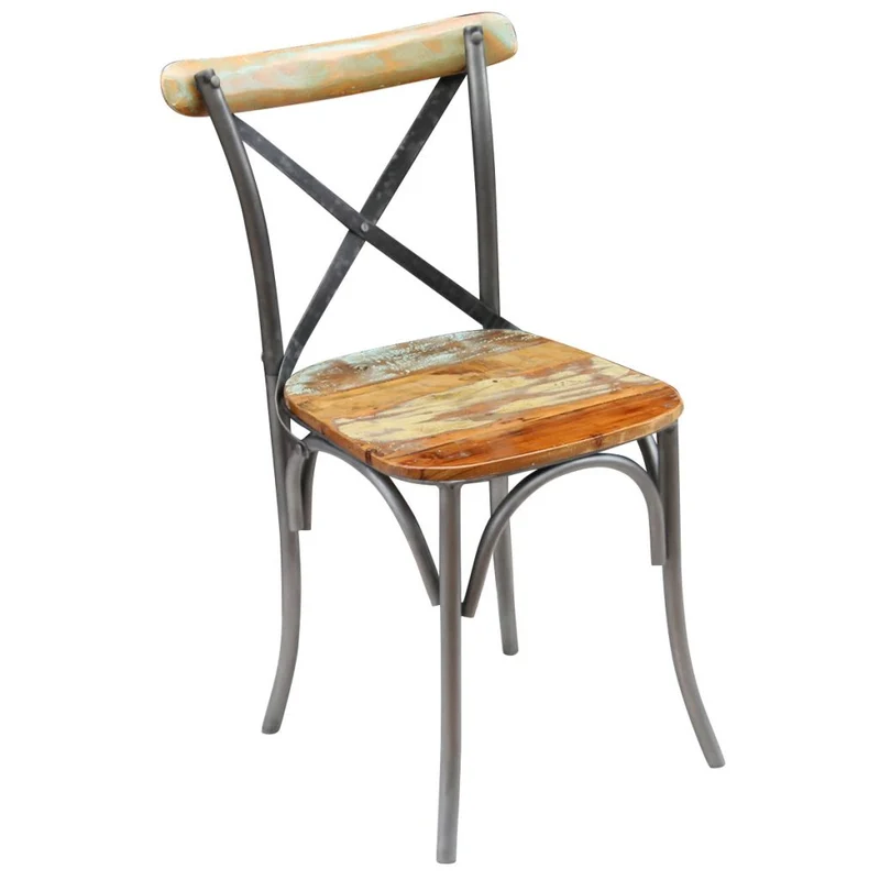 Lot de 4 chaises de salle à manger cuisine design industriel bois de récupération solide CDS021330
