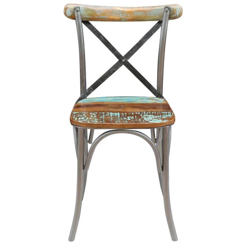 Lot de 6 chaises de salle à manger cuisine style vintage en bois de récupération massif CDS022242