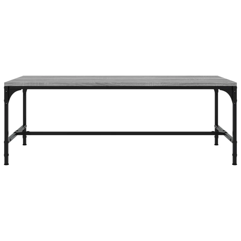 Table basse design industriel 100 x 50 x 35 cm bois d'ingénierie gris et acier DEC039937