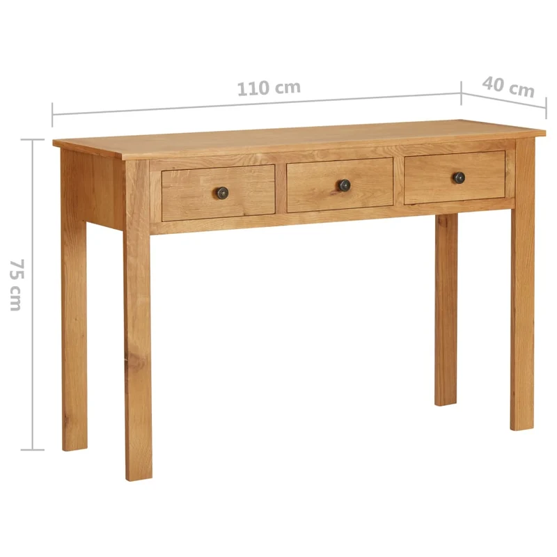 Meuble d'appoint console coiffeuse avec tiroirs 110 x 40 x 75 cm bois de chêne massif brun DEC031394