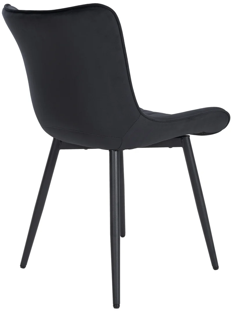 Lot de 2 chaises de salle à manger coutures décoratives verticales avec pieds en métal noir assise en PVC noir 10_0001736
