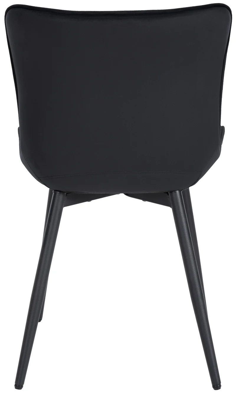 Lot de 2 chaises de salle à manger coutures décoratives verticales avec pieds en métal noir assise en PVC noir 10_0001736