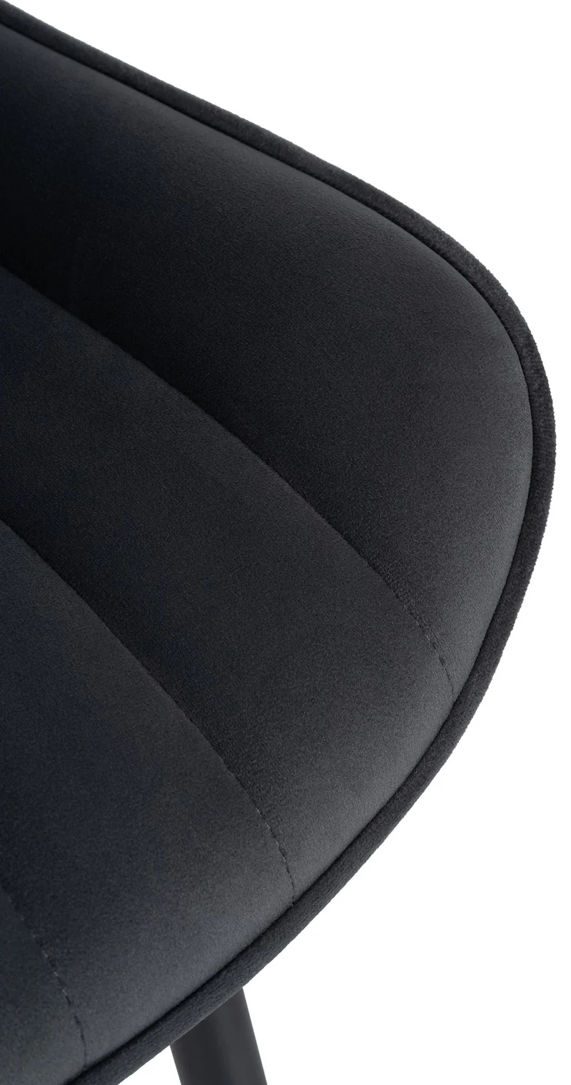 Lot de 2 chaises de salle à manger coutures décoratives verticales avec pieds en métal noir assise en PVC noir 10_0001736