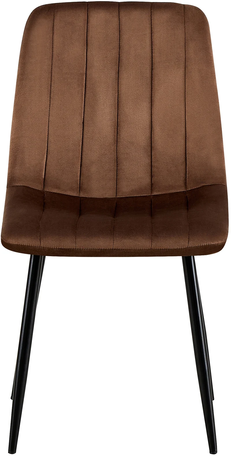 Chaises de salle à manger x4 coutures décoratives verticales assise en velours marron pieds en métal noir 10_0007550