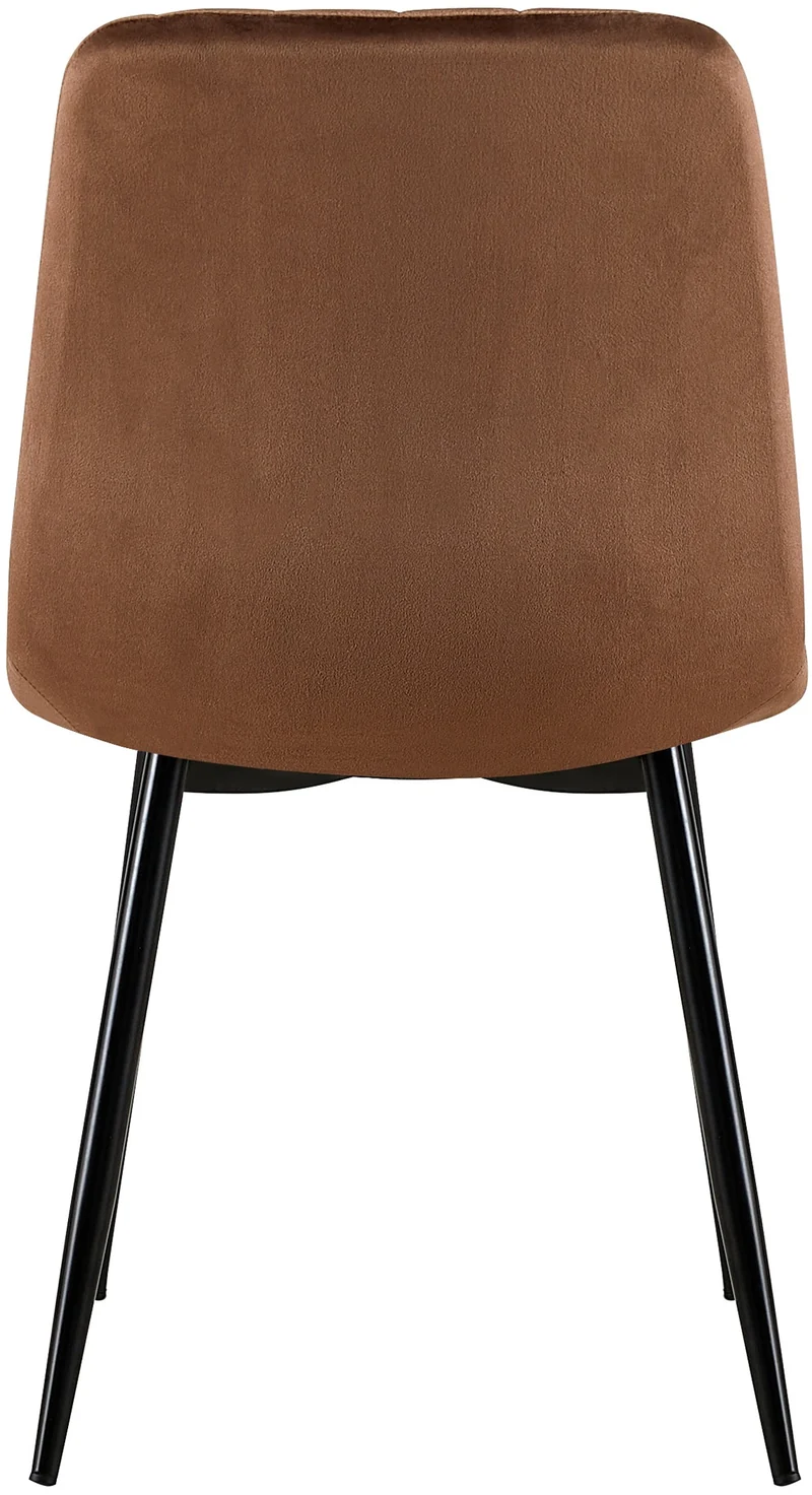 Chaises de salle à manger x4 coutures décoratives verticales assise en velours marron pieds en métal noir 10_0007550