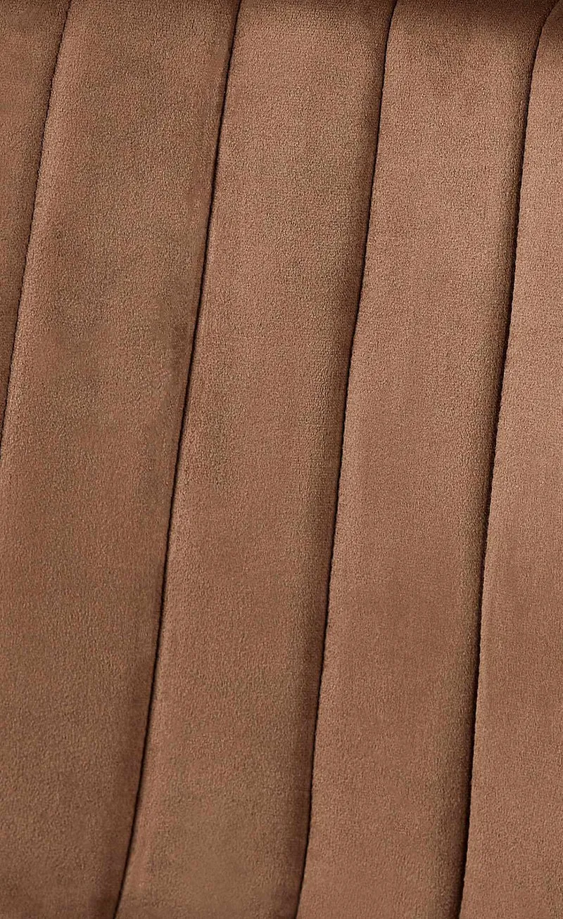 Chaises de salle à manger x4 coutures décoratives verticales assise en velours marron pieds en métal noir 10_0007550