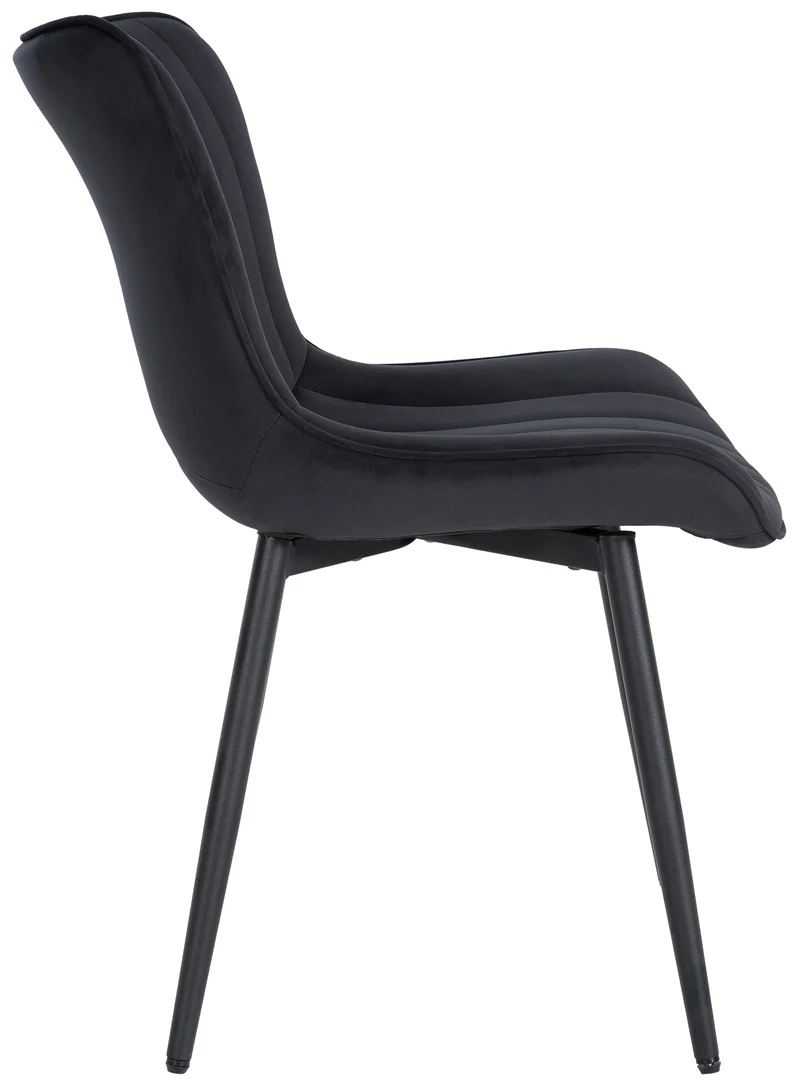 Chaise de salle à manger x1 coutures décoratives verticales avec pieds en métal noir assise en velours noir 10_0002262