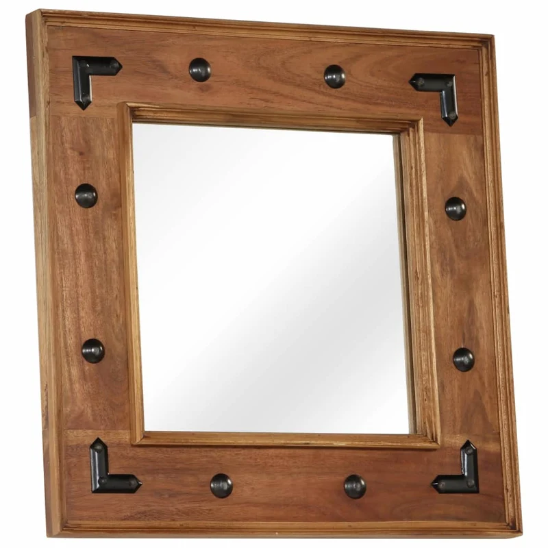Miroir mural en bois d'acacia massif 50 x 50 cm DEC022729