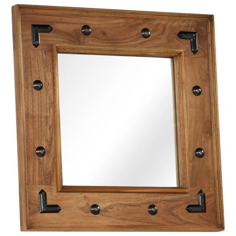Miroir mural en bois d'acacia massif 50 x 50 cm DEC022729