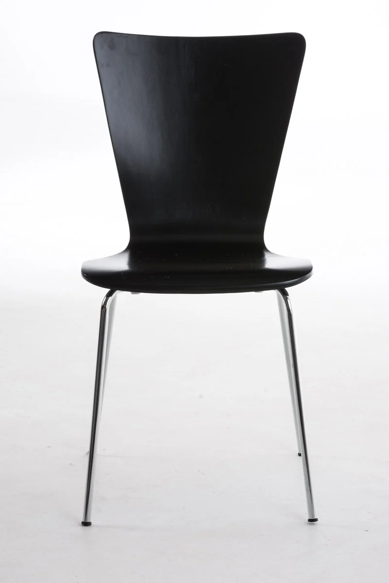 Lot de 4 chaises de cuisine salle à manger empilable en bois noir et structure stable à quatre pieds en métal 10_0003172