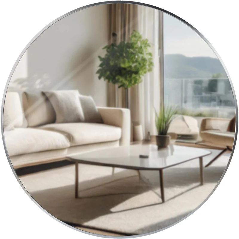 Miroir mural rond en métal argenté diamètre 80 cm 10_0008440