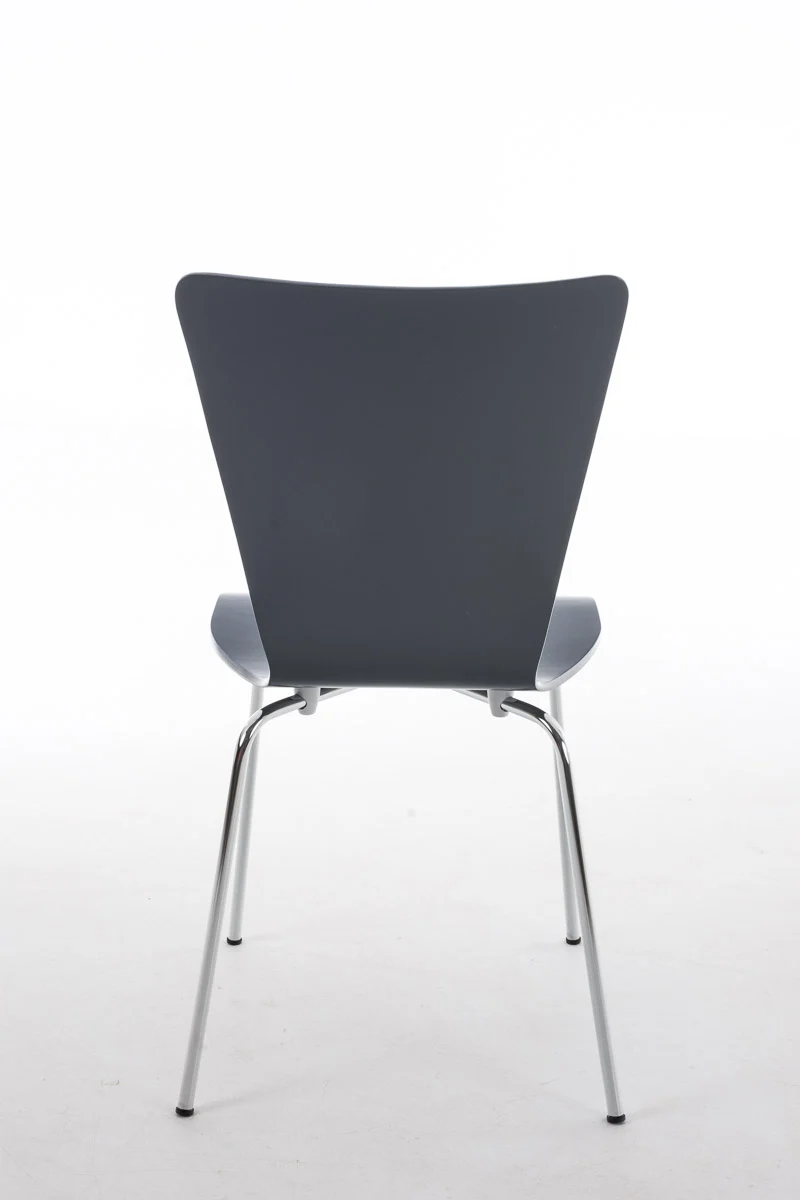 Lot de 2 chaises de cuisine salle à manger empilable en bois gris et structure stable à quatre pieds en métal 10_0003080
